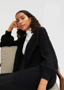 Longstrickjacke mit Ballonärmeln