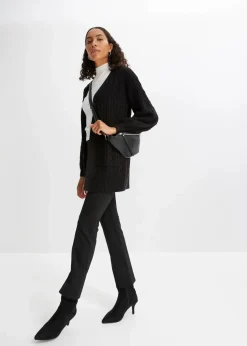 Longstrickjacke mit Ballonärmeln