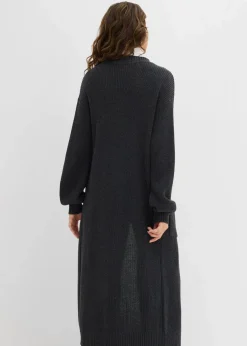 Longstrickjacke mit überschnittener Schulter