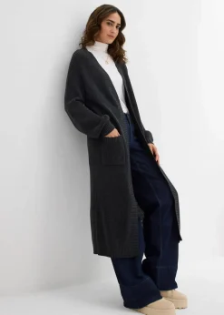 Longstrickjacke mit überschnittener Schulter