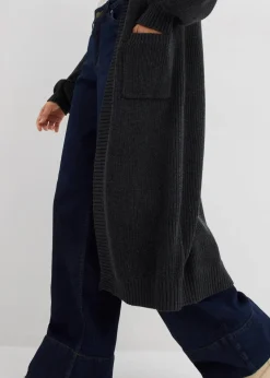 Longstrickjacke mit überschnittener Schulter