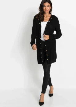 Longstrickjacke mit Kapuze