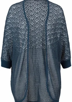 Longstrickjacke mit Lochmuster
