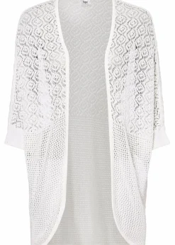 Longstrickjacke mit Lochmuster