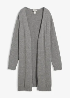 Longstrickjacke mit Rollkanten