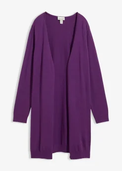 Longstrickjacke mit Rollkanten