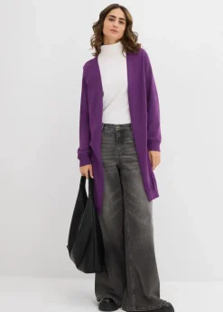 Longstrickjacke mit Rollkanten