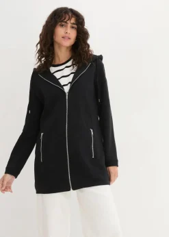 Long-Sweatjacke mit Reißverschlusstaschen