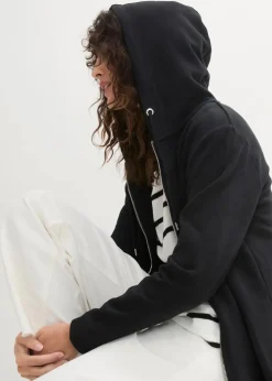 Long-Sweatjacke mit Reißverschlusstaschen