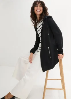 Long-Sweatjacke mit Reißverschlusstaschen