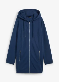 Long-Sweatjacke mit Reißverschlusstaschen