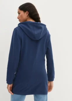 Long-Sweatjacke mit Reißverschlusstaschen