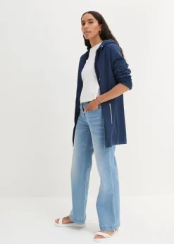 Long-Sweatjacke mit Reißverschlusstaschen