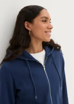 Long-Sweatjacke mit Reißverschlusstaschen