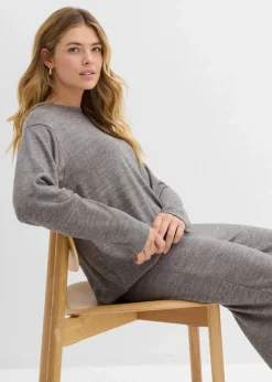 Long-Sweatshirt in Strickoptik