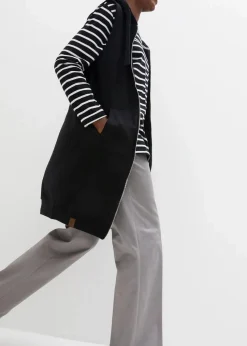 Long-Sweatweste mit Kapuze aus Baumwoll-Mix