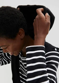 Long-Sweatweste mit Kapuze aus Baumwoll-Mix