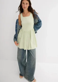 Long-Top aus elastischem Baumwoll-Mix