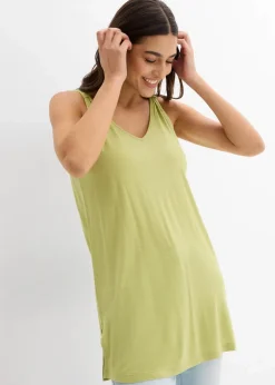 Long-Top aus Viskose-Leinen-Mix