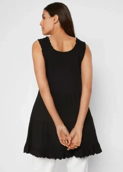 Long-Top mit Volants und breiten Trägern