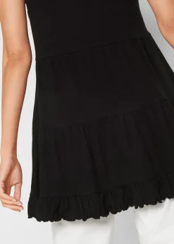 Long-Top mit Volants und breiten Trägern