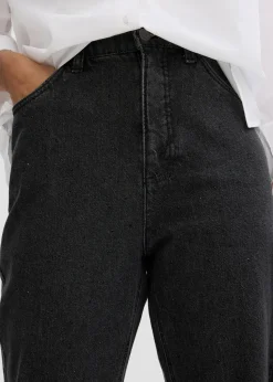 Loose Straight-Jeans High Waist, Bequembund mit Strass