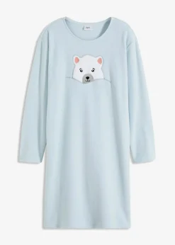 Loungewear Fleece Nachthemd mit Applikation