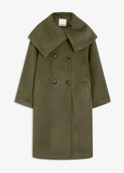 Mantel in Wolloptik mit weitem Kragen