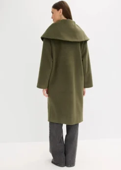 Mantel in Wolloptik mit weitem Kragen