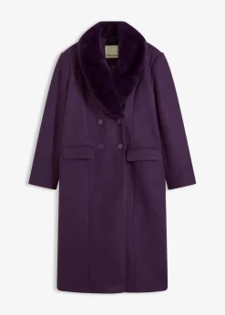 Mantel mit abknöpfbaren Fellimitatkragen