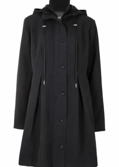 Mantel mit Kapuze und Bundfalten, A-Linie