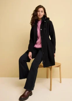 Mantel mit Kapuze und Bundfalten, A-Linie