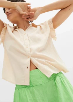 Marlenehose aus luftigem Leinen-Mix