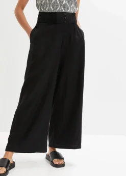 Marlenehose aus luftigem Leinen-Mix