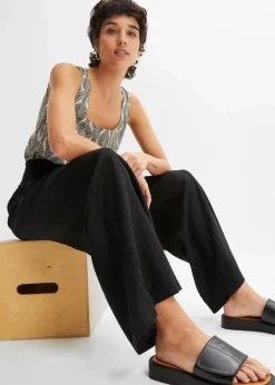 Marlenehose aus luftigem Leinen-Mix