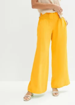 Marlenehose aus luftigem Leinen-Mix