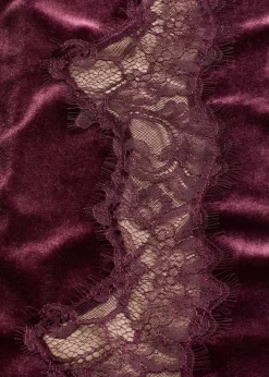 Marlenehose aus softem Samt mit Spitzeneinsatz