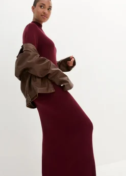 Maxi-Feinstrickkleid aus fließendem Viskose-Mix