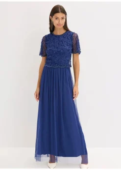 Maxikleid aus feinem Tüll mit Paillettenstickerei