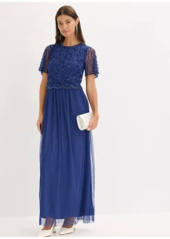 Maxikleid aus feinem Tüll mit Paillettenstickerei