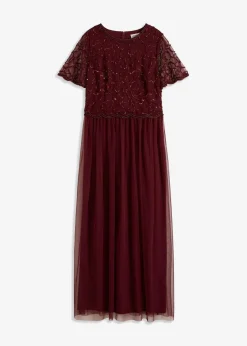 Maxikleid aus feinem Tüll mit Paillettenstickerei