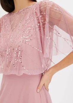 Maxikleid aus feinem Tüll mit Paillettenstickerei