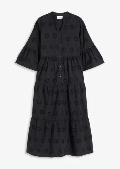Maxikleid aus reiner Baumwolle mit Lochstickerei