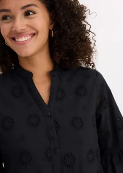 Maxikleid aus reiner Baumwolle mit Lochstickerei