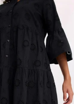 Maxikleid aus reiner Baumwolle mit Lochstickerei