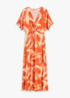 Maxikleid mit Batik-Print aus softem Viskose-Mix