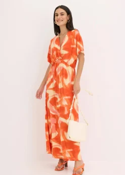 Maxikleid mit Batik-Print aus softem Viskose-Mix