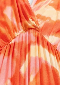 Maxikleid mit Batik-Print aus softem Viskose-Mix