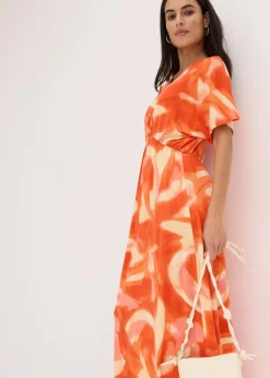 Maxikleid mit Batik-Print aus softem Viskose-Mix