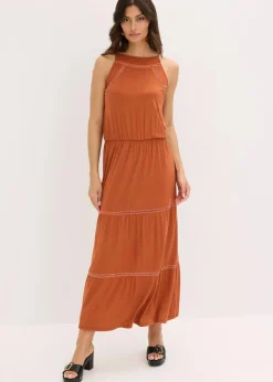 Maxikleid mit Crochet-Einsätzen